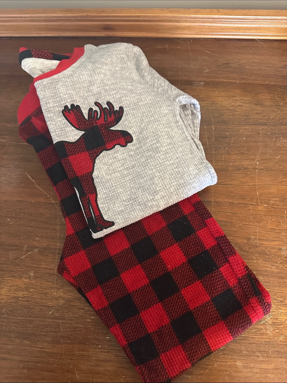 Eddie Bauer, Kids Red Buffalo Plaid Moose Pajama Set